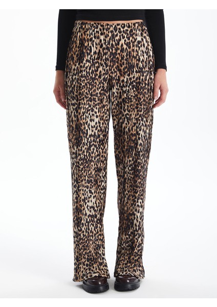 Yeni Sezon Beli Lastikli Leopar Desenli Kadın Pantolon fiyatları