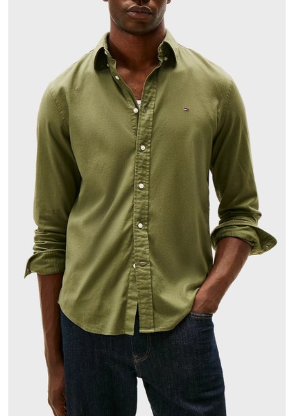 Pamuklu Regular Fit Logolu Uzun Kollu Gömlek Erkek Gömlek MW0MW40469 Plı