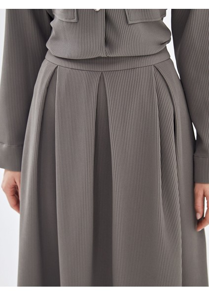 Yeni Sezon Beli Fermuarlı Dokulu Kadın Etek modelleri