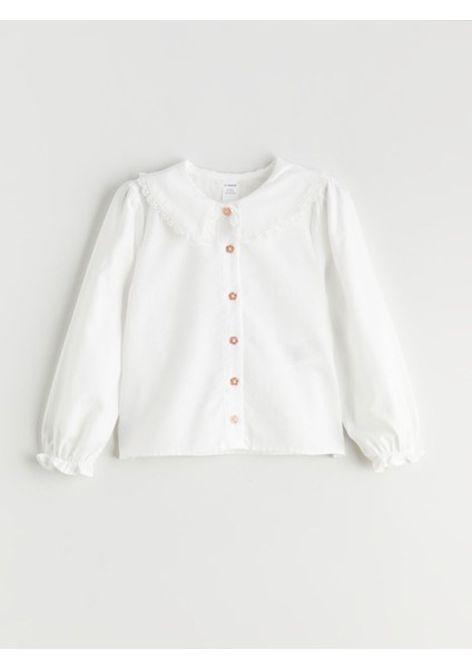Yeni Sezon Bebe Yaka Dantel Detaylı Kız Çocuk Gömlek