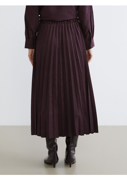 Yeni Sezon Beli Lastikli Süet Görünümlü Pileli Etek fırsatları