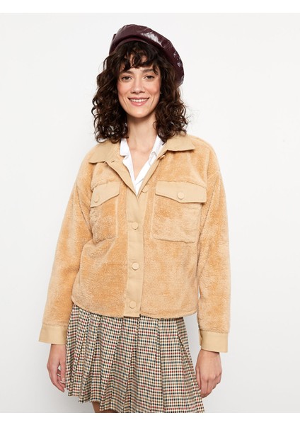 Yeni Sezon Düz Uzun Kollu Pelüş Kadın Gömlek Ceket