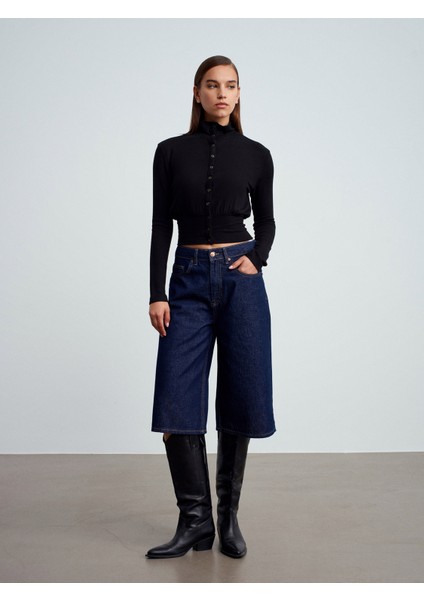 32190 Uzun Kollu Çıtçıtlı Top-Siyah