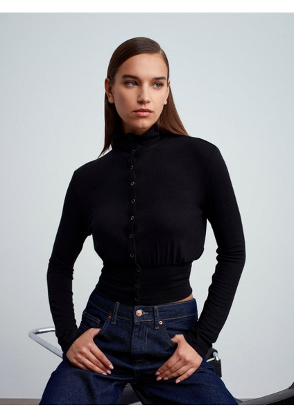 32190 Uzun Kollu Çıtçıtlı Top-Siyah fiyatları