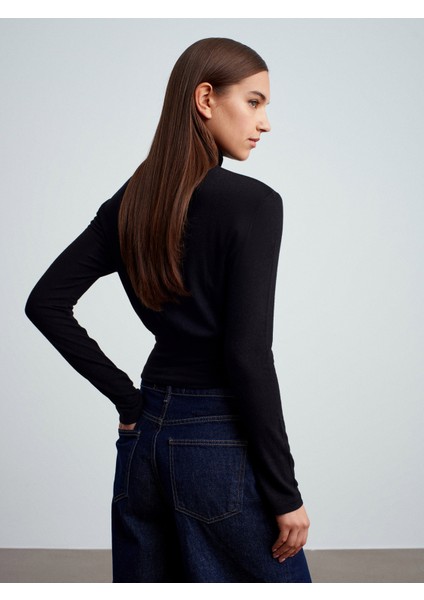 32190 Uzun Kollu Çıtçıtlı Top-Siyah modelleri