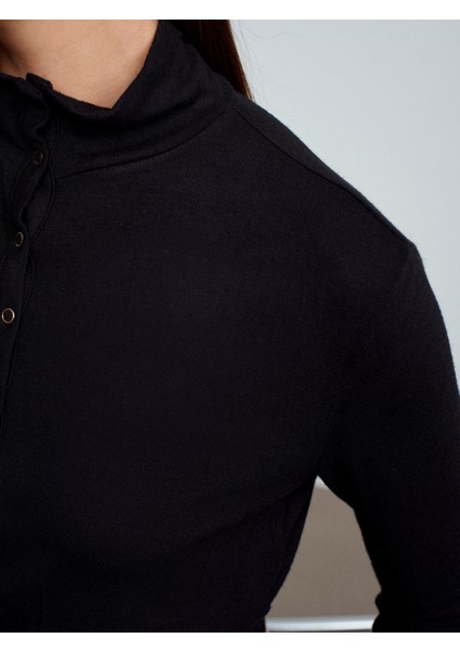 32190 Uzun Kollu Çıtçıtlı Top-Siyah fırsatları