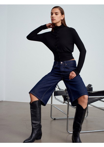 32190 Uzun Kollu Çıtçıtlı Top-Siyah indirimleri