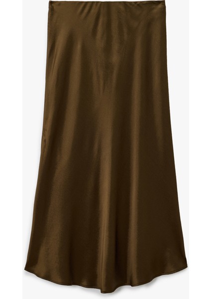 Slim Fit Balık Kesim Midi Boy Saten Etek modelleri