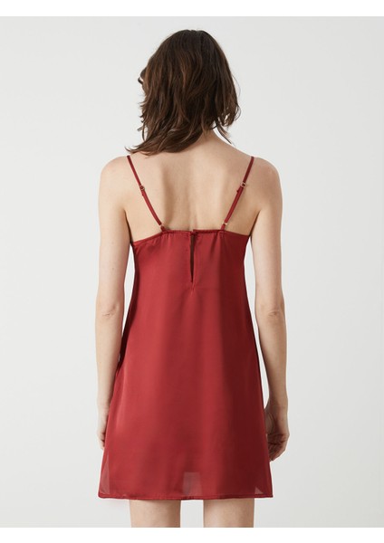 Yeni Sezon V Yaka Dantel Detaylı Askılı Saten Kadın Fantezi Gecelik fırsatları