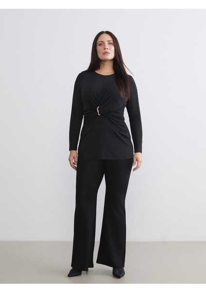 Yeni Sezon Büyük Beden Bisiklet Yaka Büzgülü Bluz fiyatları