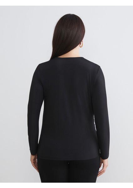 Yeni Sezon Büyük Beden Bisiklet Yaka Büzgülü Bluz fırsatları