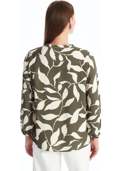 Yeni Sezon Bağlamalı Yaka Desenli Uzun Kollu Kadın Bluz fırsatları