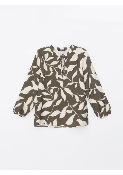 Yeni Sezon Bağlamalı Yaka Desenli Uzun Kollu Kadın Bluz indirimleri