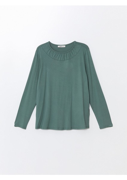 Yeni Sezon Bisiklet Yaka Düz Uzun Kollu Kadın Bluz indirimleri