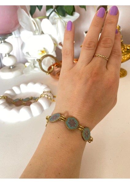 Mavi Mineli Pirinç Bileklik fiyatları