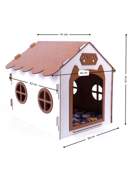 Ahşap Özel Isim Baskılı Dekoratif Kedi Evi-Kulübesi, Kediler Için Kulübe, Kedi Kulübesi Beyaz-Ceviz fiyatları