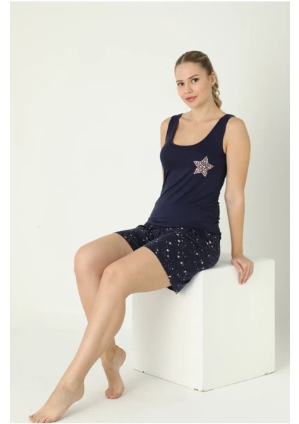 Kadın Viskon Geniş Askılı Short Takım C840-903