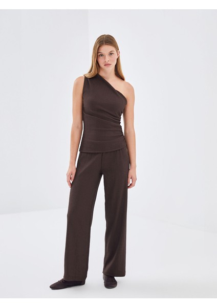 Yeni Sezon Beli Lastikli Dokulu Kadın Pantolon