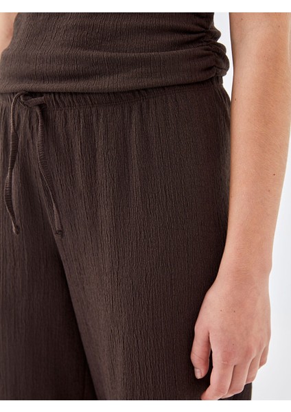 Yeni Sezon Beli Lastikli Dokulu Kadın Pantolon modelleri