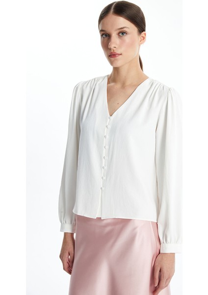 Yeni Sezon V Yaka Kadın Bluz