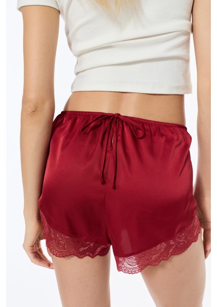 Dantel Detaylı Kısa Saten Şort Pijama Altı indirimleri
