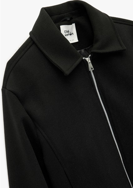 Uzun Kollu Klasik Yaka Fermuarlı Ceket modelleri