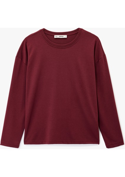 Uzun Kollu Bisiklet Yaka Çizgili Tişört