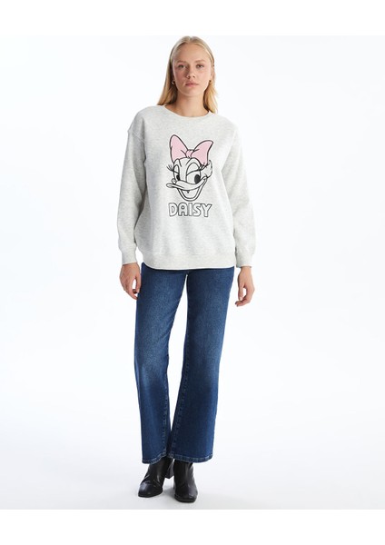 Yeni Sezon Bisiklet Yaka Daisy Duck Baskılı Kadın Kalın Sweatshirt fiyatları