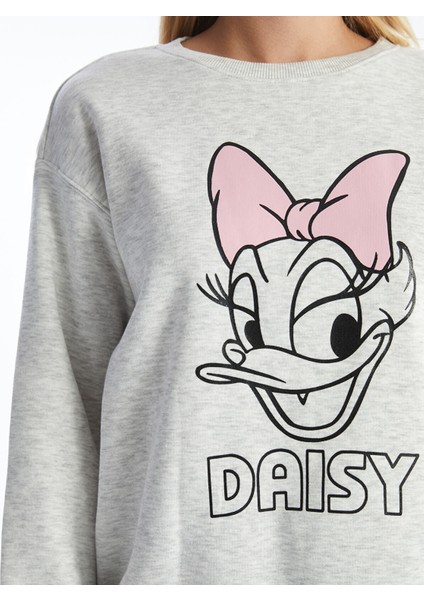 Yeni Sezon Bisiklet Yaka Daisy Duck Baskılı Kadın Kalın Sweatshirt modelleri