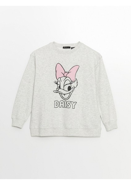 Yeni Sezon Bisiklet Yaka Daisy Duck Baskılı Kadın Kalın Sweatshirt indirimleri