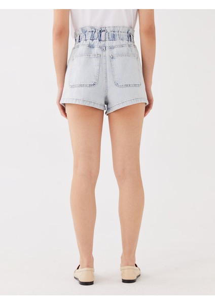 Yeni Sezon Beli Lastikli Bermuda Fit Kadın Jean Şort indirimleri