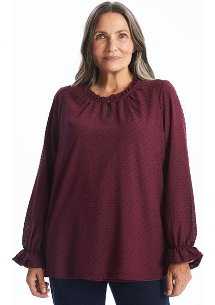 Yeni Sezon Bisiklet Yaka Dokulu Kadın Bluz