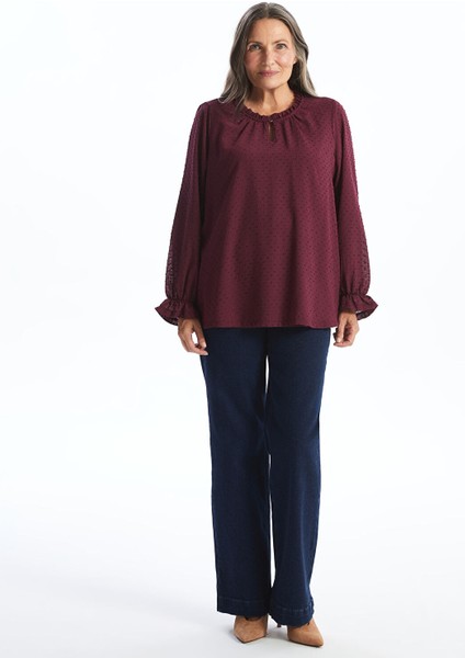 Yeni Sezon Bisiklet Yaka Dokulu Kadın Bluz fiyatları