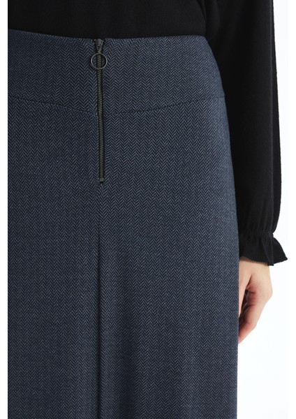 Yeni Sezon Beli Fermuarlı Desenli A Kesim Kadın Etek modelleri