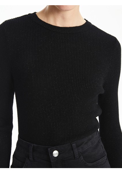 Yeni Sezon Bisiklet Yaka Parlak Görünümlü Kadın Triko Kazak modelleri