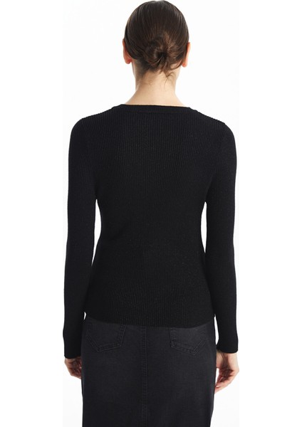 Yeni Sezon Bisiklet Yaka Parlak Görünümlü Kadın Triko Kazak fırsatları