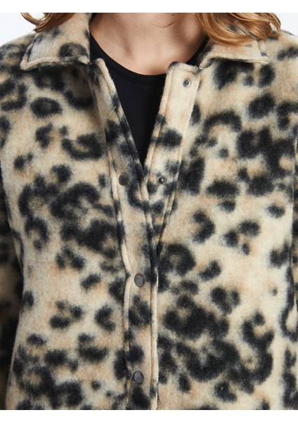 Yeni Sezon Leopar Desenli Oversize Kadın Pelüş Gömlek Ceket modelleri