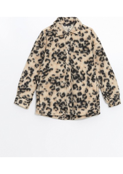 Yeni Sezon Leopar Desenli Oversize Kadın Pelüş Gömlek Ceket indirimleri