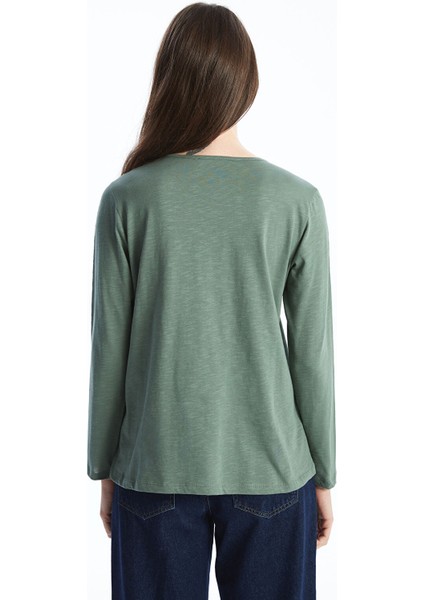 Yeni Sezon Bisiklet Yaka Nakışlı Kadın Bluz indirimleri