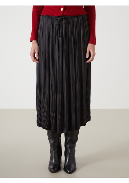 Yeni Sezon Beli Lastikli Saten Kadın Pileli Etek fiyatları