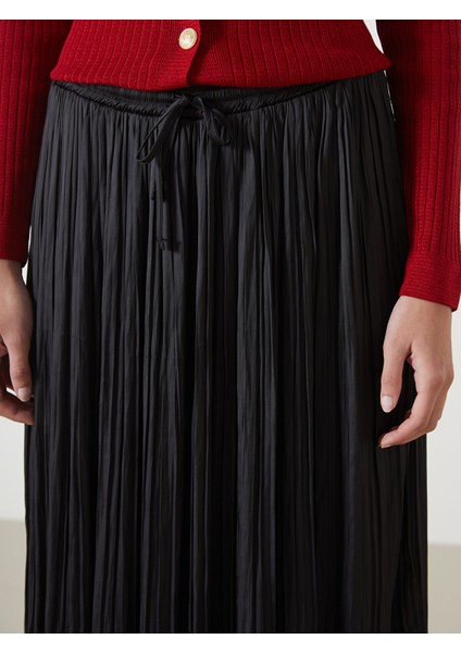 Yeni Sezon Beli Lastikli Saten Kadın Pileli Etek modelleri