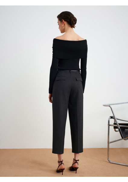 72166 Kemerli Kısa Paça Kumaş Pantolon-Antrasit fiyatları