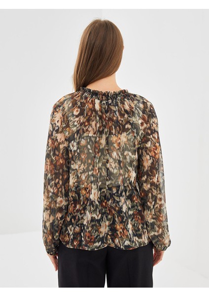 Yeni Sezon Bağlamalı Yaka Desenli Kadın Bluz fırsatları