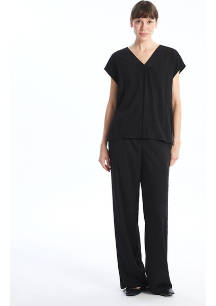 Yeni Sezon V Yaka Düz Kısa Kollu Kadın Bluz fiyatları