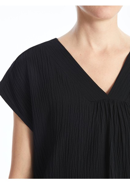 Yeni Sezon V Yaka Düz Kısa Kollu Kadın Bluz modelleri