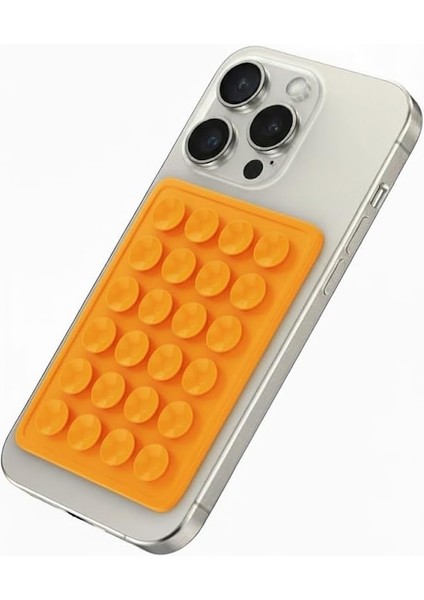 Telefon Arkasına Yapışan Silikon Vakumlu Pratik Telefon Tutucu, Kolay Telefon Kılıfı Tutucu, Tüm Cep Telefonu Modellerine Uygun, Araç Telefon Tutucu, Makyaj, Mutfak, Ahtapot (Turuncu)