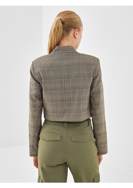 Yeni Sezon Ekose Crop Kadın Blazer Ceket fırsatları