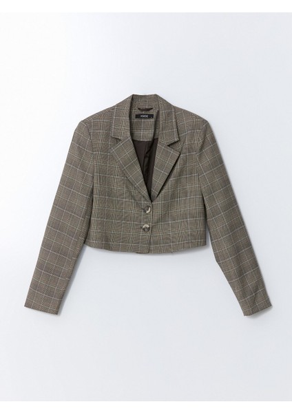 Yeni Sezon Ekose Crop Kadın Blazer Ceket indirimleri