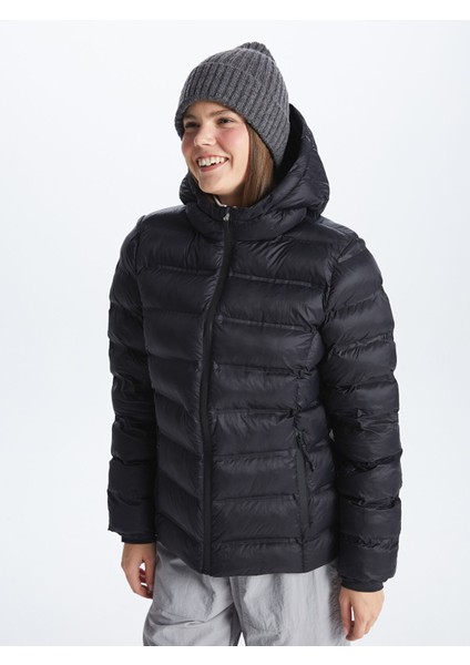 Yeni Sezon Kadın Kapüşonlu Düz Şişme Mont