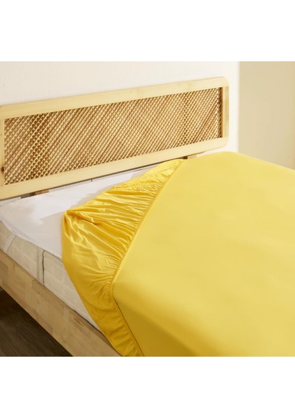 Penye Çift KIŞILIK%100 Pamuk Çarşaf Sarı